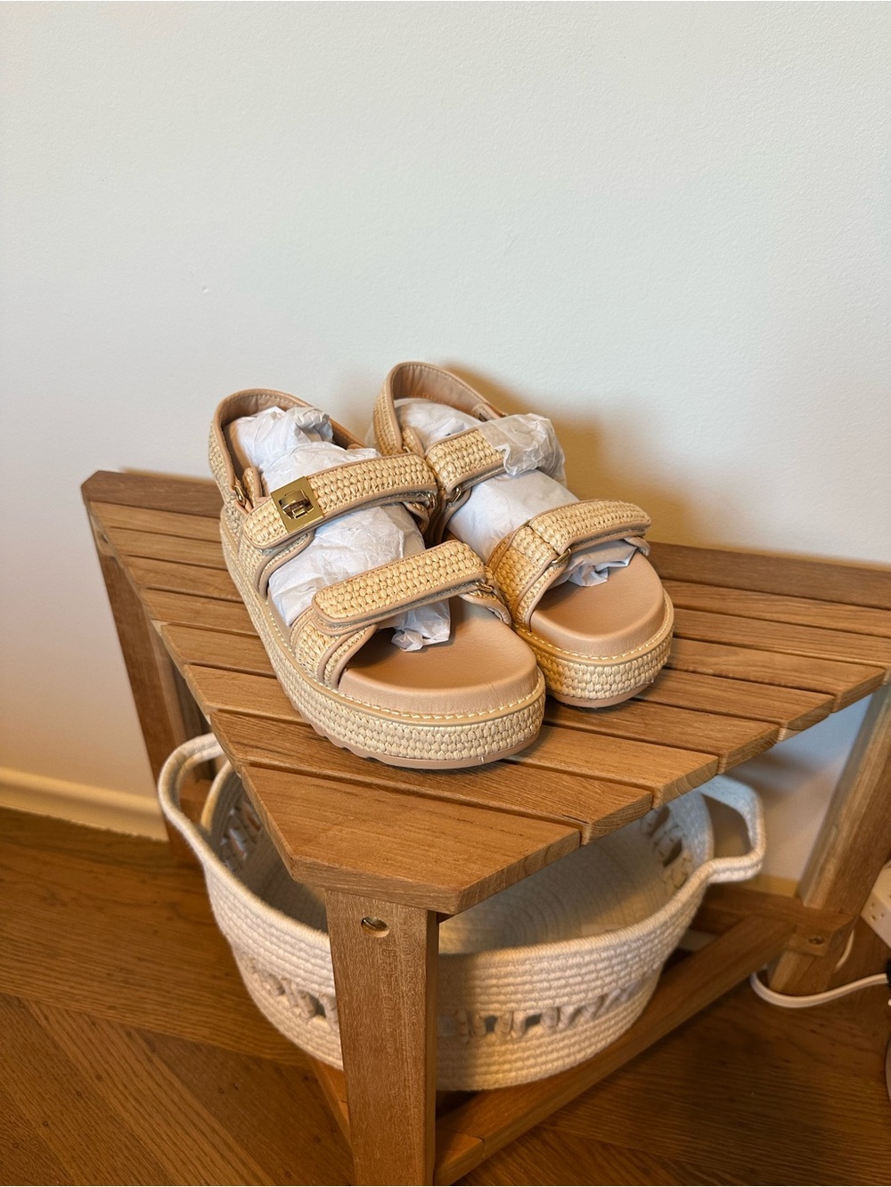 Steve Madden BIGMONA Raffia Platform Sandals Natural